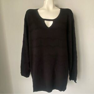 Women's Avenue Plus Size Sweater Scoop Neck Long Sleeve Black Size 18/20